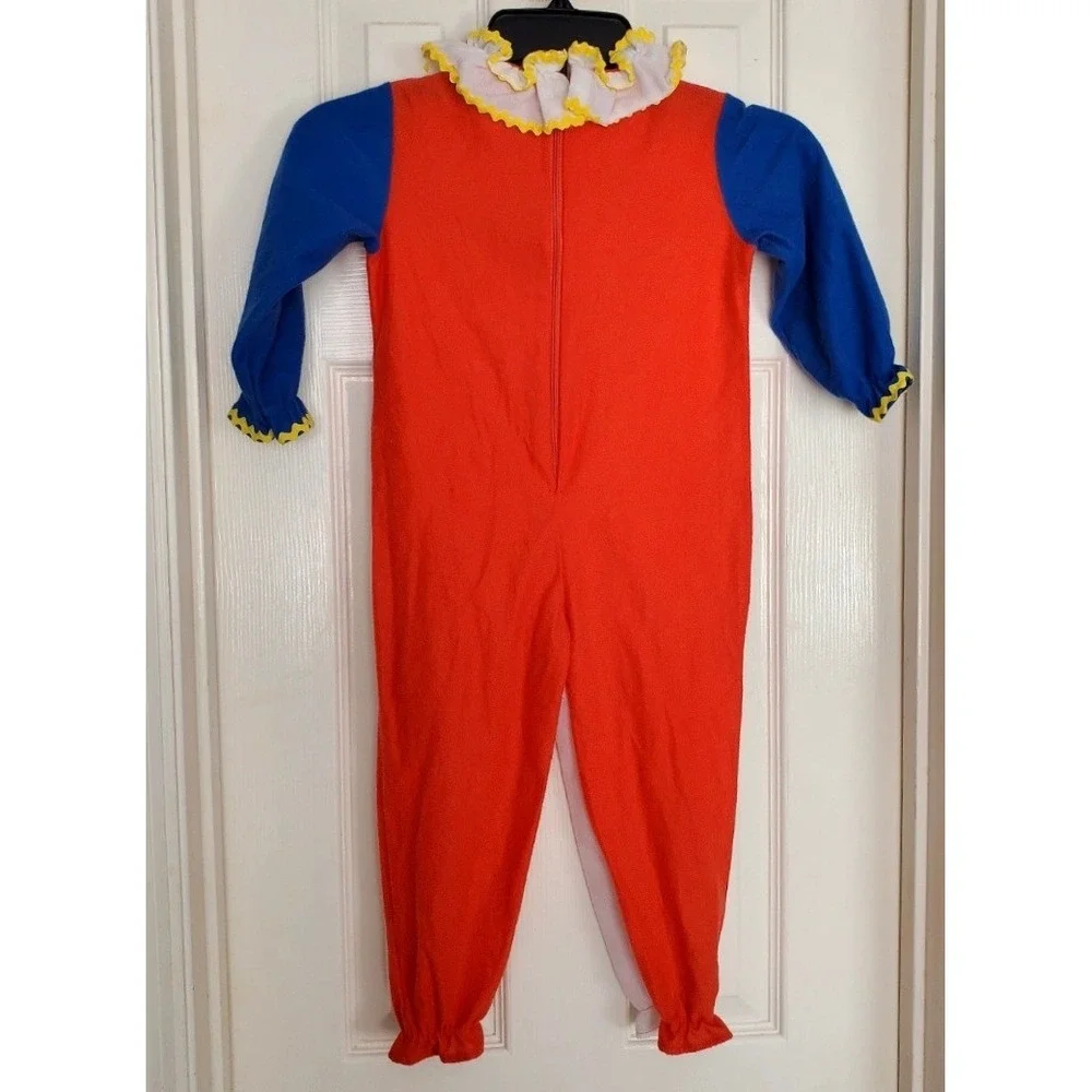 Vintage 80's Clown‎ Costume Multicolor Ruffle Pom Pom Halloween Dress Up Med 3/4